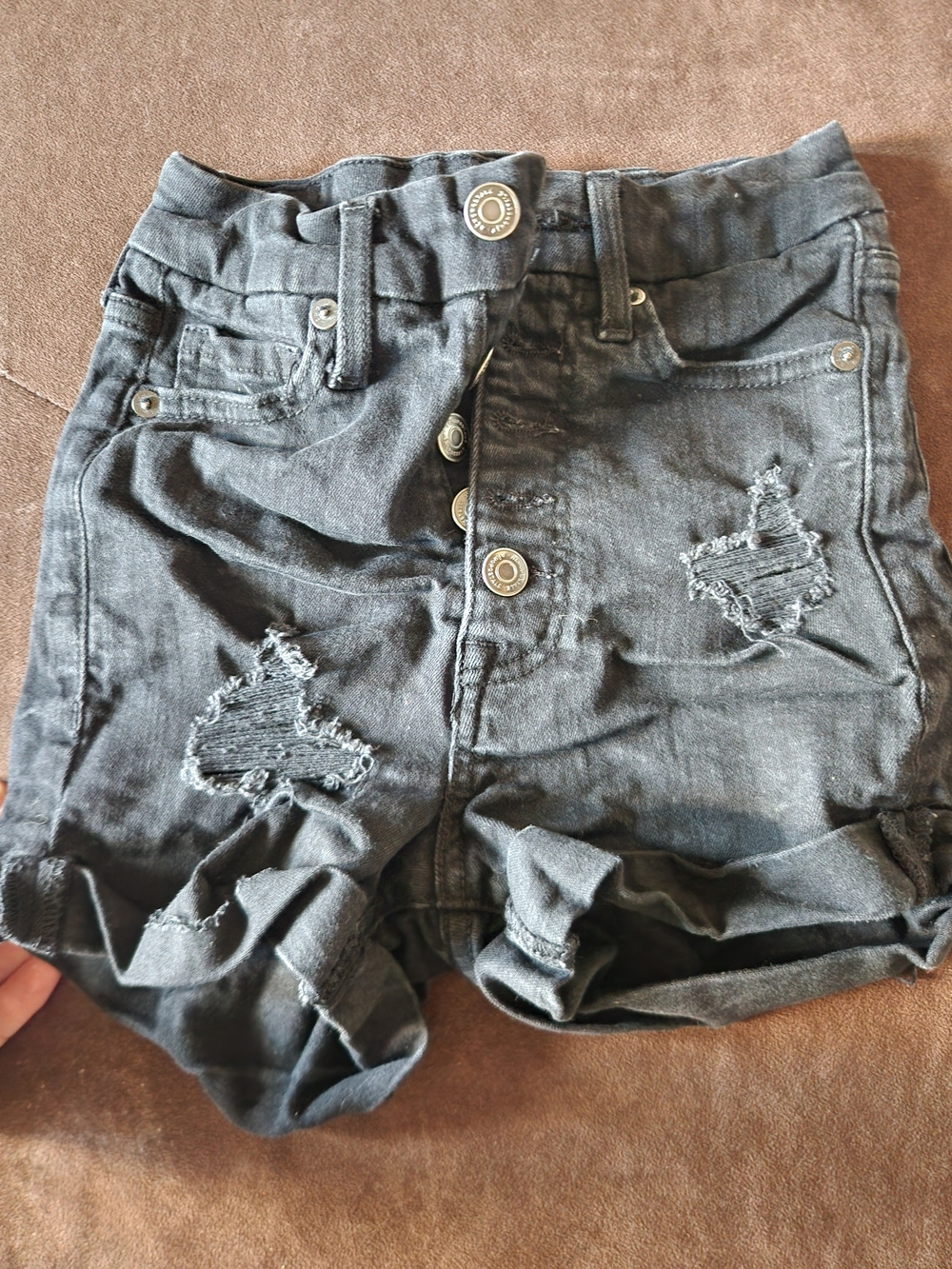 High-Waist Distressed Black Jean Shorts - Women's
